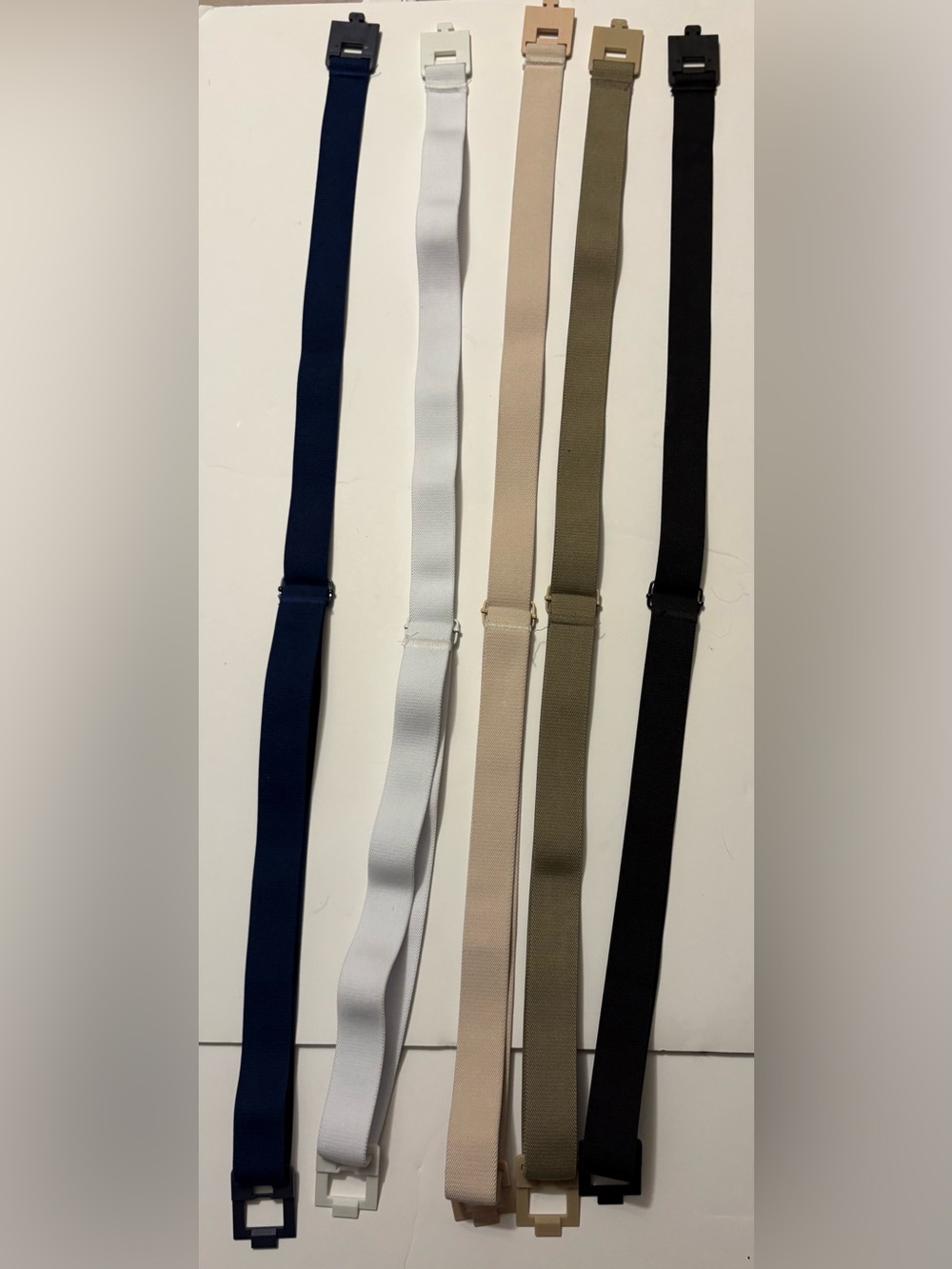 Adjustable Women’s  Elastic Strap Belts 5 pack - Navy, Beige, Tan, White, Black